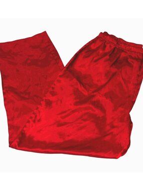 Lord & Taylor Womens Red Satin Pajama Pants Elastic Waist Size XL